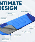 Lightweight Adult Sleeping Bag For Camping And Backpacking, Water Resistant And Machine Washable, Three Season Comfort