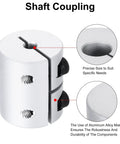 Heavy Duty Aluminum Shaft Coupler 8 To 12.7mm ID, 30mm Length, shown with close-up of precise fit and durable material