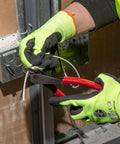 Klein Tools D248-8 diagonal cutting pliers, 8-inch, red-handled, angled head for cutting wire.