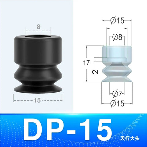 1 Pc Industrial Vacuum Suction Cup Silicone Pad With Big Head Antistatic Design For Handling Heavy Loads and Precision Gripping Operations In Manufacturing Plants And Automated Factories, size DP-15