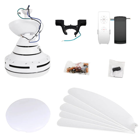 Components of Dope 40 Inch Indoor Ceiling Fan With LED Light Remote Control White Finish Five Blade Motor Included Energy Efficient 23W