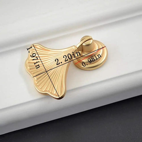 Dope Golden Drop Pendant Cabinet Knob Set Ginkgo Leaf Dresser Drawer Pull Handles Zinc Alloy Gold Tone Finish Single Hole Mount