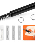 Leather Cord Knife Craft Kit With Three Replaceable Blades, Handy Leather Strip Cutter, metal construction and grip detail.