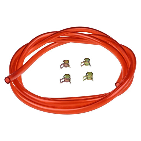 Seven Foot Red Fuel Line Kit With Clamps One Quarter Inch Inner Diameter Three Eighths Inch Outer Diameter For Snowmobile Dirt Bike Quad Motorcycle Go Kart Golf Cart And Other Powersports Engines