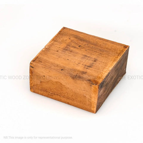 Angled front view of a 10x10x2in African mahogany bowl blank block, kiln-dried wood.