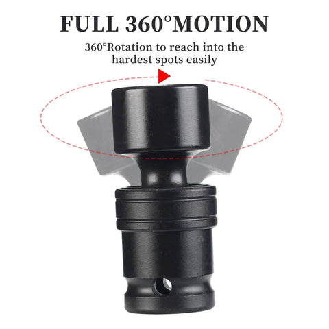 Half Inch Drive 18mm Metric Shallow Universal Swivel Impact Socket 6 Point CR MO Chrome Moly For Heavy Duty Auto Tools Built Tough Premium Impact Grade Chrome Finish With 360 Degree Flexible Reach, 360° swivel view