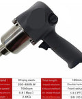 Mini Pneumatic Impact Wrench Loaded With Beast Mode Torque And Five Adjustable Levels Crushing 1300 To 2400 Nm For Blazing Fast Tire Swaps And Quick Motorcycle Repairs, black handle, metal body view.