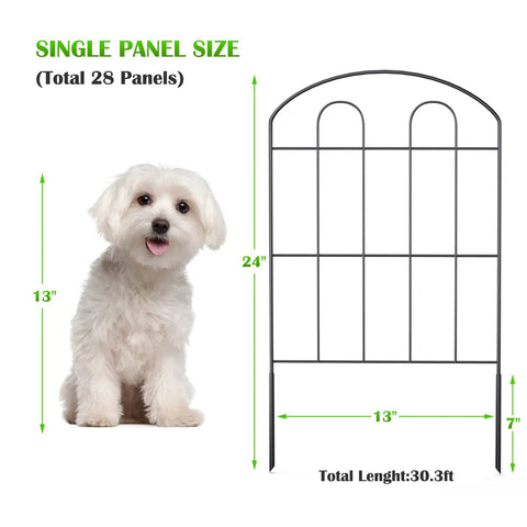 28 Pack Decorative Garden Fence Panels Outdoor Yard Friendly 24 Inch High 13 Inch Wide 30 Feet Long Coated Metal Rust Proof