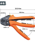 Labor Saving Crimping Pliers For Bare Terminals 0.5 To 10 Mm2 Wiring Crimp Tool Pro Grade Beast with measurements displayed
