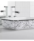 USZWBY Vessel Sinks Nordic Household Wash Basin Modern Above Counter Single Art Ceramic Bathroom Bowl Sink with geometric design.