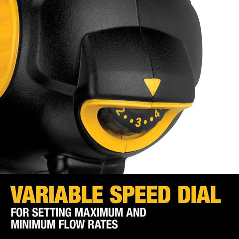 Close-up of variable speed dial on Cordless 20V Caulking Gun With Variable Speed Trigger And Flow Dial, 10 Oz Capacity, Anti Drip Auto Retracting Plunger.