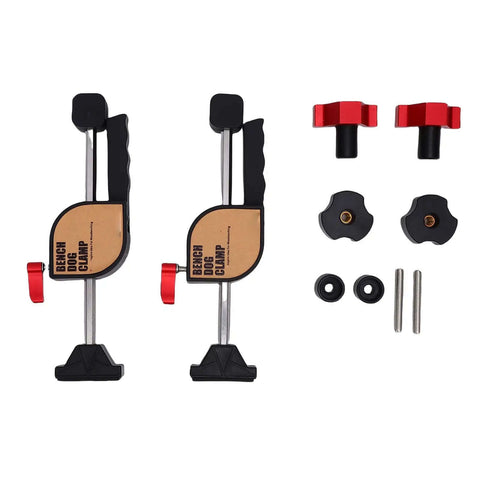 19mm Bench Dog Clamp Set With 24.4 Inch Aluminum Alloy Rails And Gear Locking No Fuss Three Clamping Force Settings For Woodworking