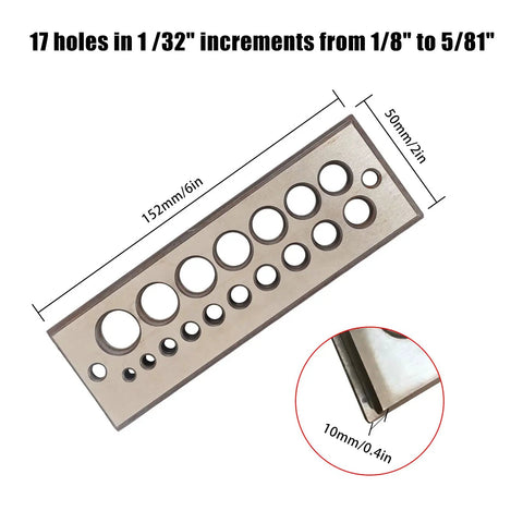 Premium A2 Steel Wood Dowel Plate Maker 17 holes 152x50mm for hardwood projects crafting slick joints