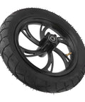 12 Inch Electric Scooter Tire With Wheel Hub Rubber Tyre Replacement 12 1/2 X 2 1/4 shown at angle with hub detail