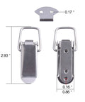 Stainless Steel Spring Loaded Toggle Latch Hardware Draw Catch Clip, 90mm, Front and Back View with Measurements
