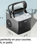 Dual Size Countertop Ice Maker For Home And Office, Fast 9 Ice Cubes In 7 Minutes, Large Or Small Bullet Ice, Self Cleaning