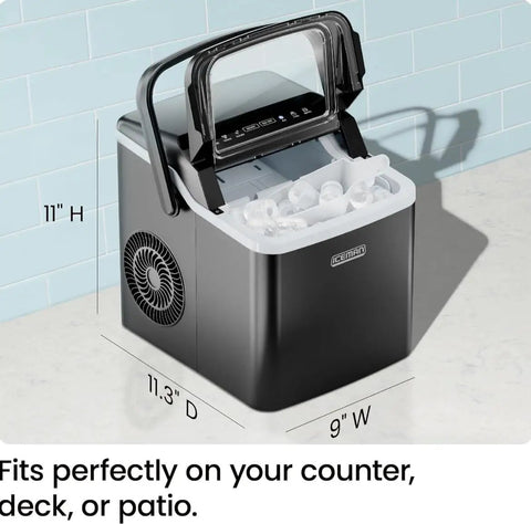 Dual Size Countertop Ice Maker For Home And Office, Fast 9 Ice Cubes In 7 Minutes, Large Or Small Bullet Ice, Self Cleaning