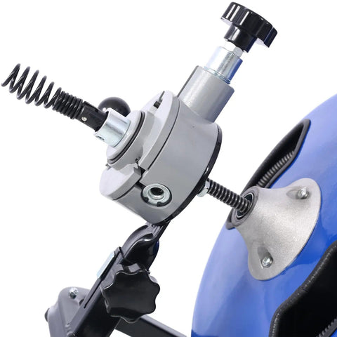 Close-up of Heavy Duty Electric Drain Auger With 60 Foot Cable showing quick swap blade mechanism and adjustable part.