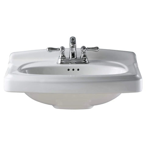 Townsend Pedestal Sink Top With 4 Inch Centers And Turn Of Century Detailing White For Bathroom Vanity Deck With Large Faucet Ledge And Front Overflow Classic Style