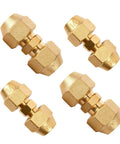 4 Pack 1/4 And 3/8 Inch Copper Pipe Connectors Weld Free Hvac Couplings With Flare Nuts, golden fittings for easy AC repairs.