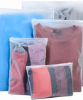 20 Pcs Travel Storage Bags Set For Clothes Cosmetics Shoes Reusable Frosted Ziplock Pouches with shirts and socks visible