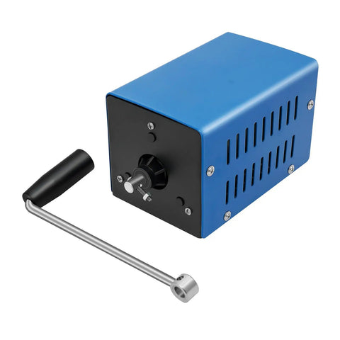 Portable USB Hand Crank Power Generator For Off Grid Emergencies, 20W Manual Charger, blue casing with black crank handle