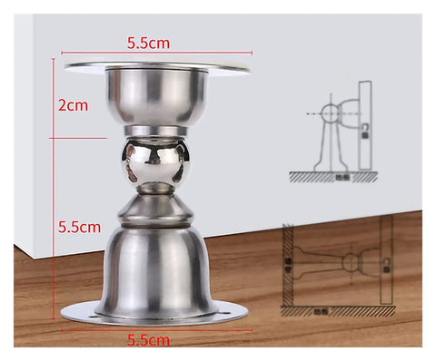 Heavy Duty Stainless Steel Door Stops With Strong Magnetic Catch Prevent Slamming Double Sided Adhesive Mount Red Bronze Finish side view with dimensions