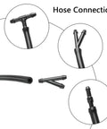 Chrysler Dodge Ram Windshield Washer Nozzle Kit Replacement With 157 Inch Windshield Fluid Hose 2 Sprayer Nozzles With Gaskets And 6 Hose Connectors Blue, close-up of hose connection illustrated in black.