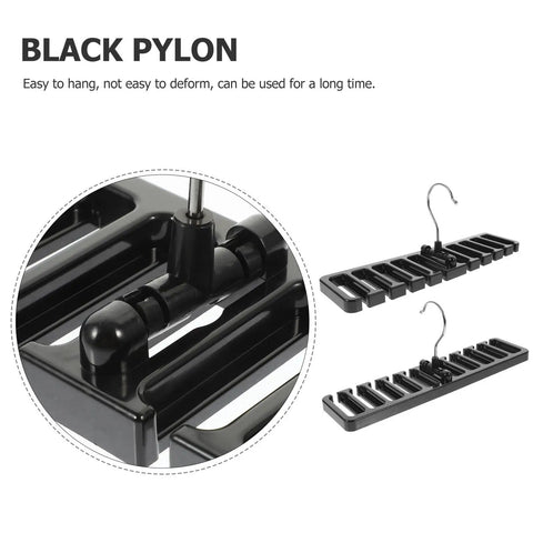 Set Of 2 Black Mens Belt And Tie Hangers To Keep Your Closet Swag On Point showing multi-slot hook rack and sturdy design.