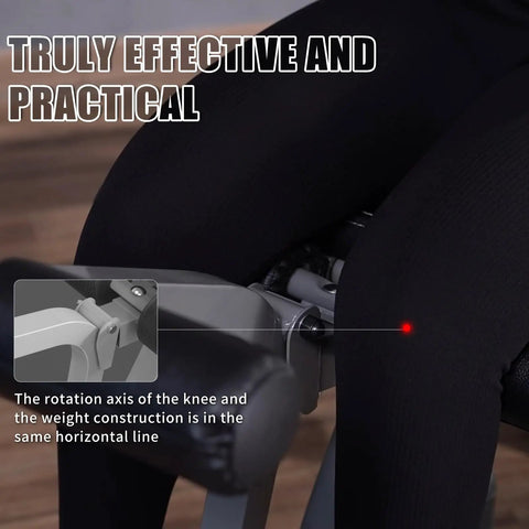 Close-up of 2 In 1 Adjustable Leg Extension And Curl Machine For Home Gym showcasing knee rotation axis alignment.