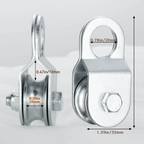Open Cable Pulley Block With Built-In Bearings For Smooth Lifting, Dual-Sided Opening Design For Easy Rope Insertion, 32mm steel pulley