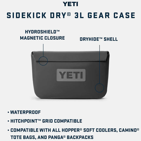 Sidekick Dry 3L Gear Case Waterproof Organizer for Outdoor Adventures with HydroShield Closure and DryHide Shell, charcoal style
