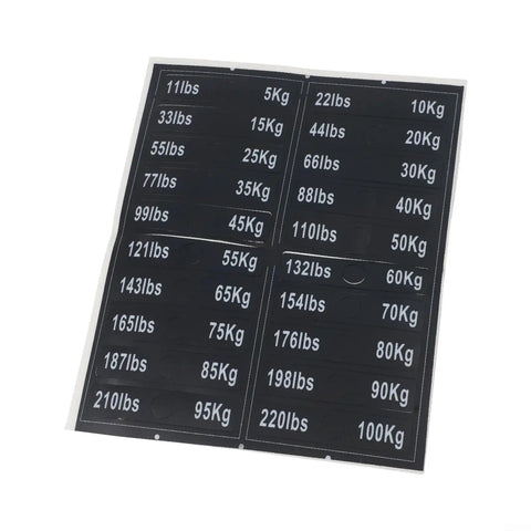 Weight Stack Labels for Gym Equipment Pack with Black Load Plate Decals Clear Identification Stickers