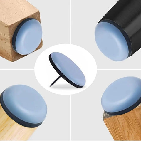 Silent Chair Leg Glides 20 Pack Reusable Floor Protection Pads on round and square chair feet preventing scratches and noise.
