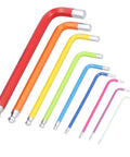 Awesome 9 Piece Colourful Hex Wrench Set With Long Arm Chrome Steel Flat Heads Plus Storage Case For All Your Biking And Home Repair Needs, 9-piece angled set