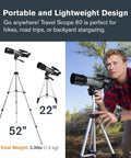 Travel Scope 70mm Beginner Portable Telescope With Backpack For Easy Stargazing On The Go, Crisp Moon And Planet Views, Lightweight Travel Ready, Fully Coated Glass Lenses, The Perfect First Telescope For Newbies; portable 70mm telescope on tripod