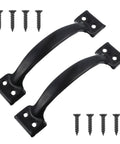 Two 5.5 Inch Black Door Pulls With Mounting Screws For Sliding Doors Cabinets Closets Drawers Gates Garages And Sheds Matte Modern