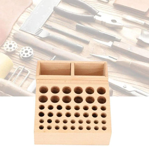 Leather Tool Holder With 48 Holes Wooden Craft Tool Stand Beech Wood Rack Organizer for leathercraft punches and tools