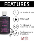 LashTite Dark Lash Adhesive for Individual Lashes 0.75 oz bottle with strong hold and waterproof features, made in USA