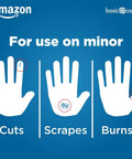 Image showing hands labeled for use of Sheer And Clear Adhesive Bandages Variety Pack For Minor Cuts And Scrapes Assorted Sizes 280 Count.