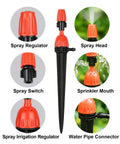 25 Adjustable Drip Irrigation Emitters For Quarter Inch Hose 360 Degree Water Flow Stake Drippers For Garden Sprinkler System