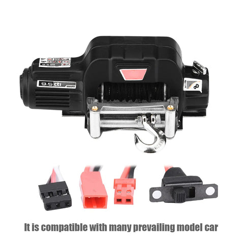 Cool 1/10 Automatic Crawler Winch Kit With Remote And Control System For HSP Axial SCX10 D90 HPI Off Road RC Cars showing winch with remote connectors.