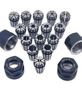 All In One 19 Piece ER11 Precision Spring Collet Set With 1mm Through 7mm And One Eighth And One Quarter Inch Sizes, ER11A Clamping Nuts, M14 Thread