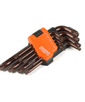 Star Key Wrench Set In Hardened Chrome Vanadium Steel With Organizer Clip For Quick Access Includes Straight Or L Arms And T10 Through T50 Sizes