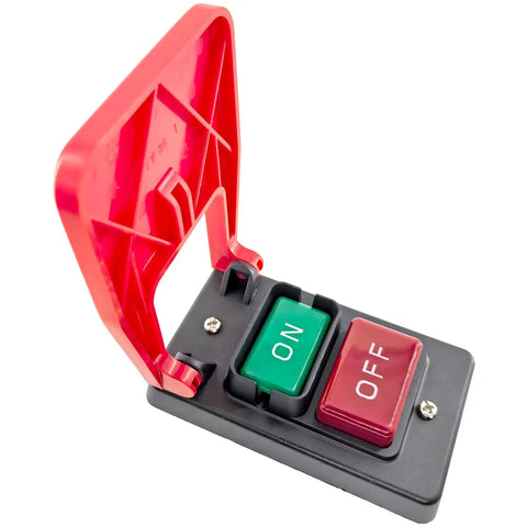 Dual Voltage Emergency Stop Switch For Woodworking And Industrial Machinery, 120 Volt And 230 Volt, 2 Pole Electromagnetic Motor Control, Oversized Red Paddle Button For Quick Power Cut, Compatible With Various 120 Volt And 230 Volt Machines
