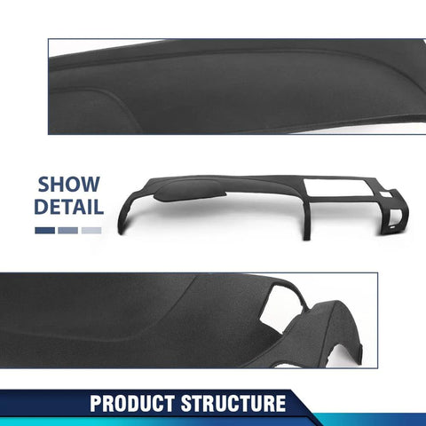 Front view of PIT66 TPE dash cover for Chevy Silverado/GMC Sierra dash panel, black with dual glovebox bezel.