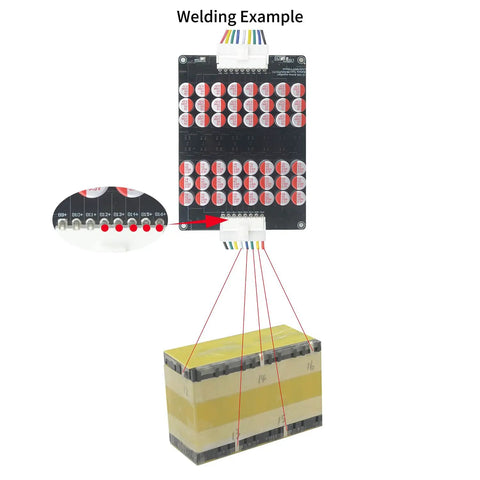 Game Ready Smart Active Battery Balancer With 5.5 Amp Output And Dead On Accurate 5 Mv Control For Li Ion Ncm Lifepo4 Lto Packs, welding example showing connections.