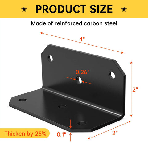 Rock Solid 2X4 Galvanized Corner Braces Heavy Duty L Bracket Built Tough With Six Precision Drilled Holes For Real Deal Framing And Deck Building 4 Pack dimensions shown on a corner brace.