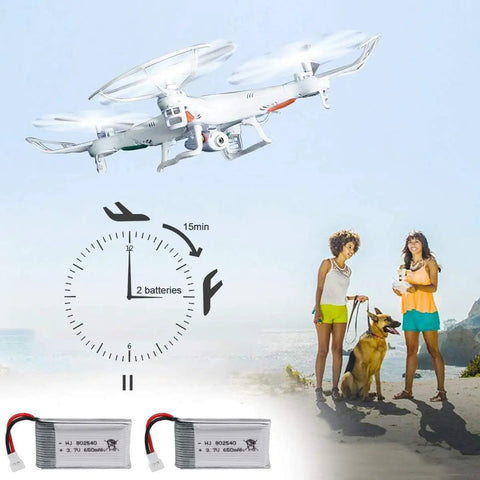 Two Pack 3.7V 650mAh LiPo Batteries For X5C X5 RC Quadcopter Drone With XH2.54 Molex Plug And USB Charger Included