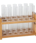 Bamboo Test Tube Shot Glass Rack With Built In Handle 12 Tube Capacity Rack Only Glass Tubes Not Included Great For Pen Stand